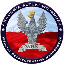 Logo Akademii Sztuki Wojennej - okrągłe z orłem w środku