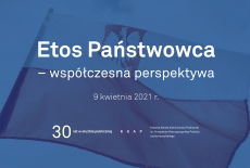 Slajd tytułowy konferencji - na tle powiewającej polskiej flagi tytuł i data konferencji oraz logo KSAP