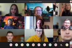 Zrzut ekranu komputera przedstawiający zdjęcia osób uczestniczących w spotkaniu online