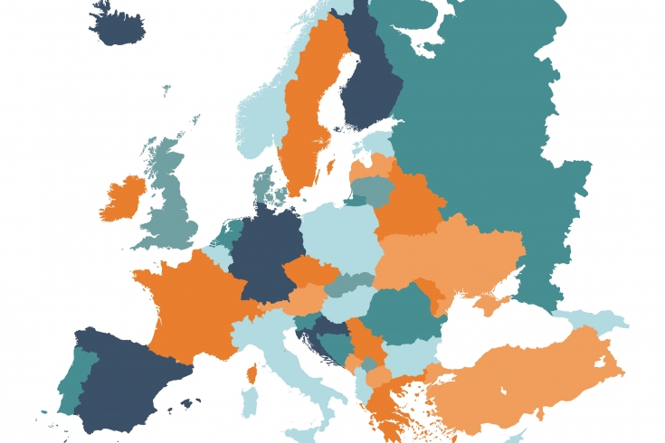 Kolorowa grafika mapy Europy