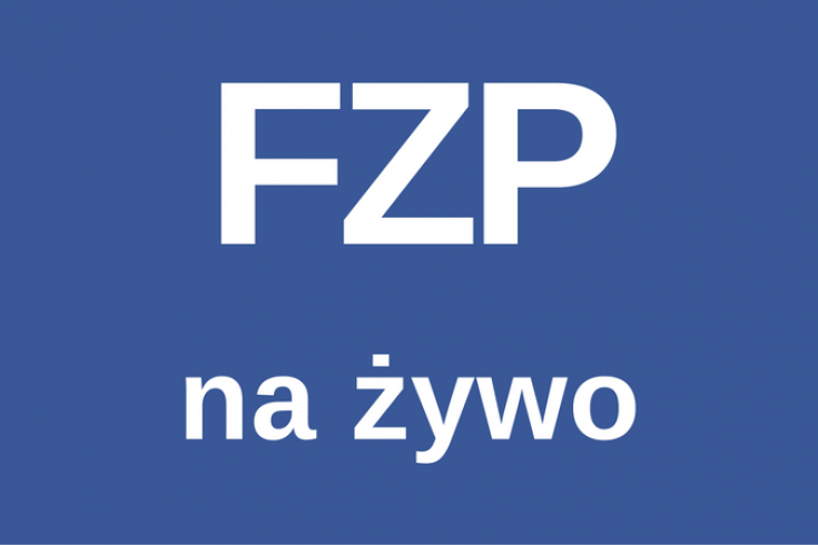 Napis na "FZP na żywo" na niebieskim tle