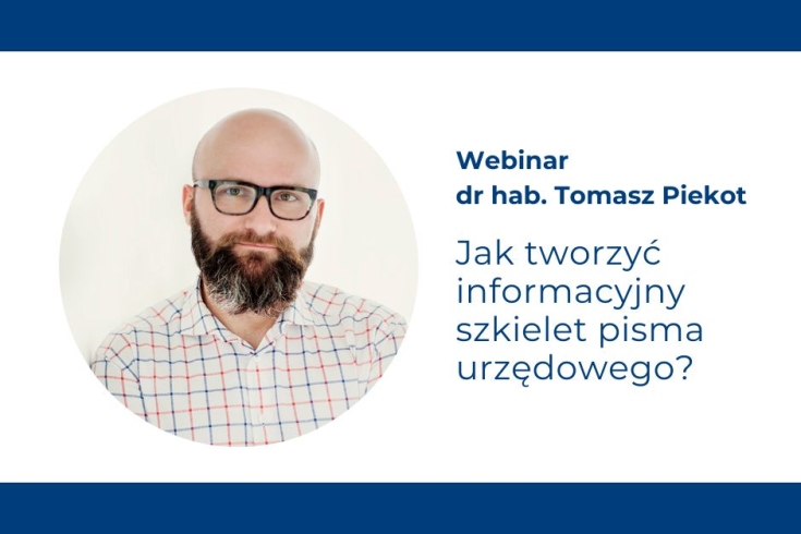 zdjęcie prowadzącego oraz podstawowe informacje o webinarze - tytuł, godzina, nazwisko prowadzącego