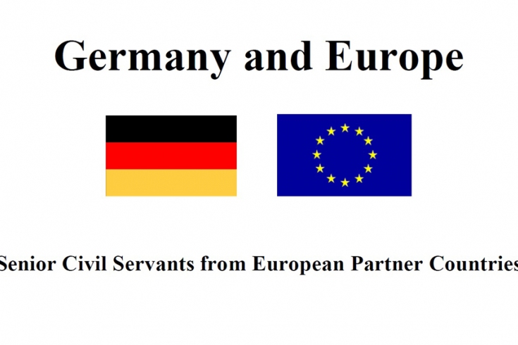 Część plakatu promującego seminarium. Widoczna jest flaga Niemiec i Uni Europejskiej oraz tytuł seminarium.
