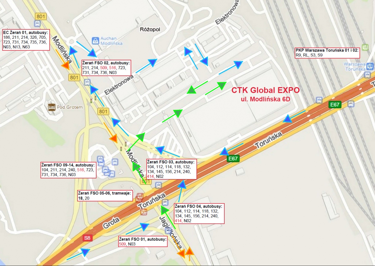 mapa przedstawiająca umiejscowienie Targowo-Kongresowe Global EXPO